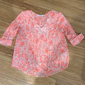 Oxford Sunday Brand Coral Paisley Blouse